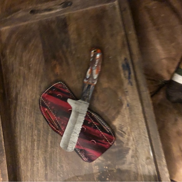 Beautiful Damascus Mini Cleaver/Chopper with Leather Sheath (Bullcutter) - Picture 4 of 10